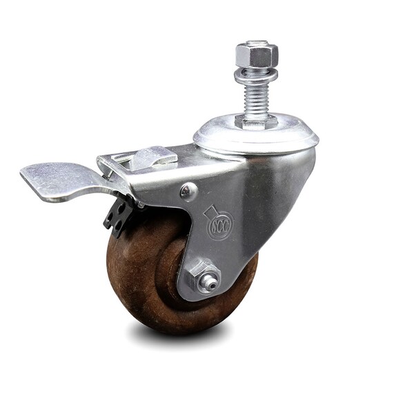 3 Inch High Temp Glass Filled Nylon 1/2 Inch Stem Caster with Total Lock Brake SCC